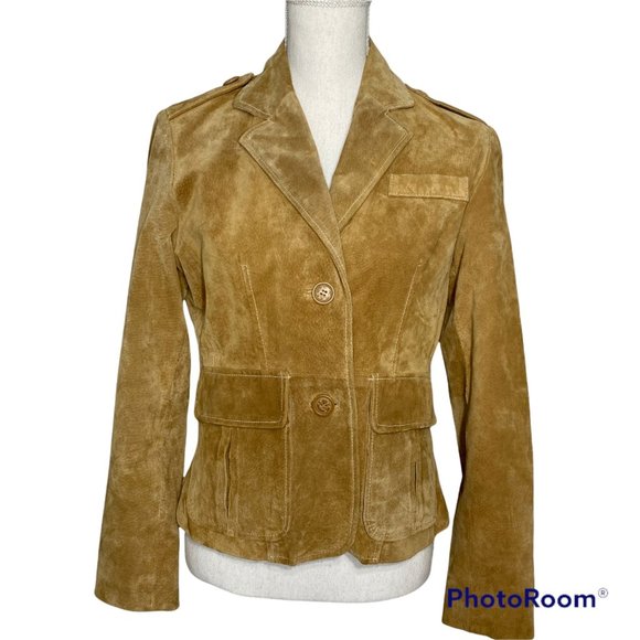 Wilsons Leather Jackets & Blazers - Vintage Wilsons Leather Maxima Tan Suede Leather Cropped Jacket Coat Size Small